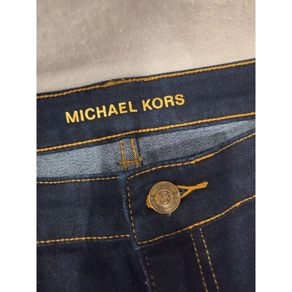 MK Michael Kors Dark Wash Women's Cuffed Denim Shorts Size 10 Jean Shorts